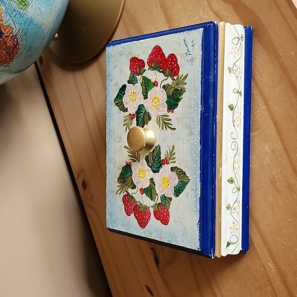 Vintage handpainted Strawberries wooden box